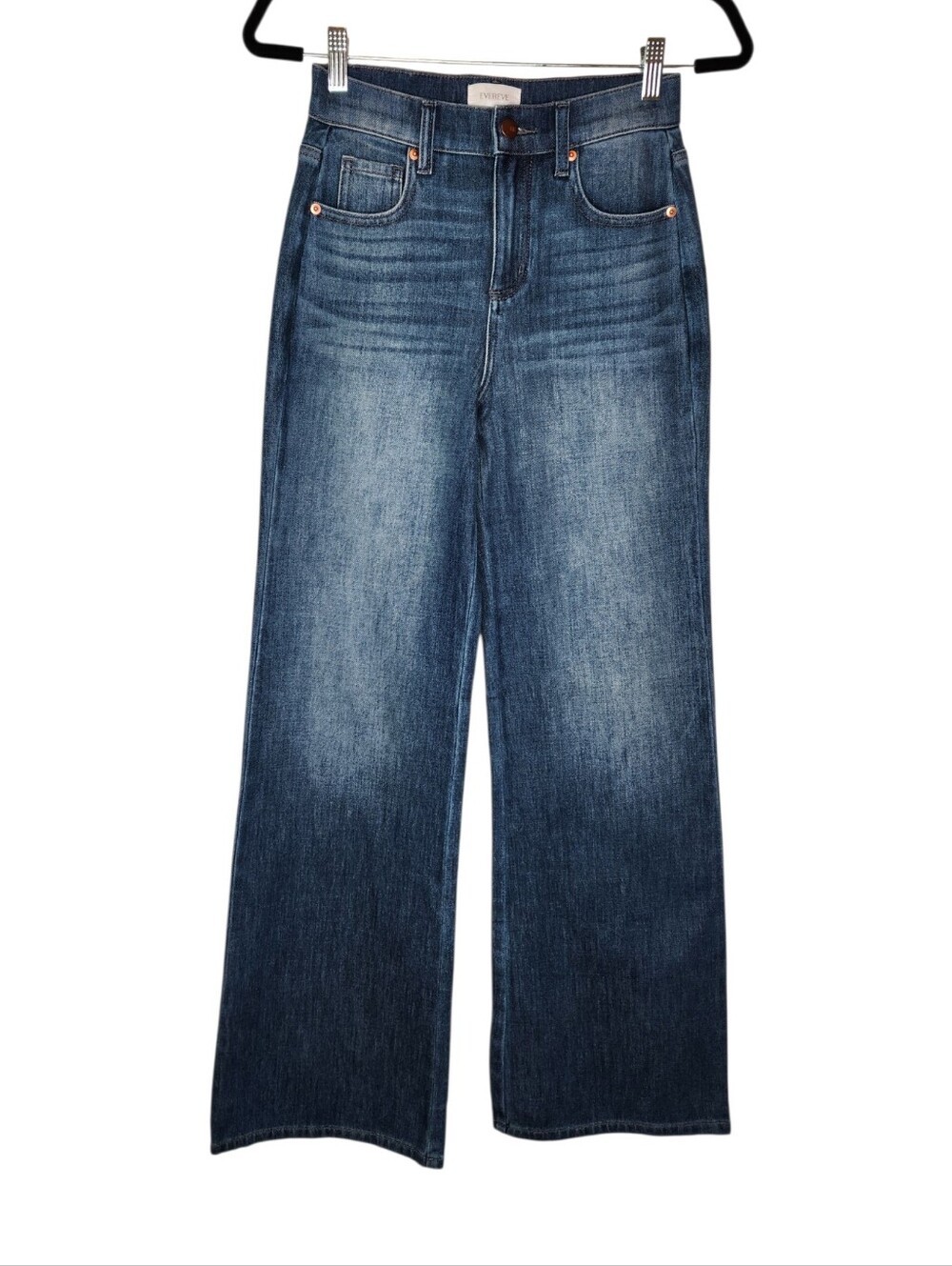 Evereve Wide Leg High Rise Blue Jeans Size 24